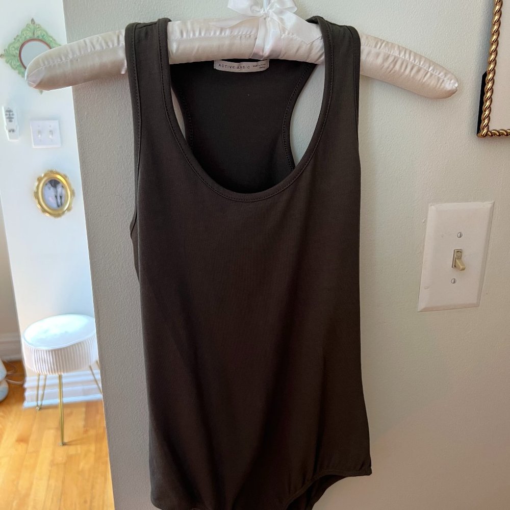 Army Green Tank Bodysuit Y2K
